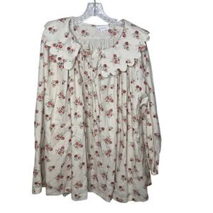 MABLE Womens M Floral‎ Midi Dress Scalloped Collar Cottagecore Prairie